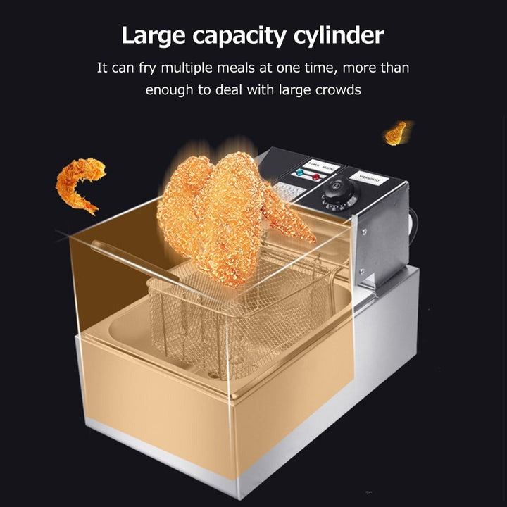 Friteuza Electrica Capacitate - 6 litri din Inox - Putere 2500W - Uz Profesional sau Personal