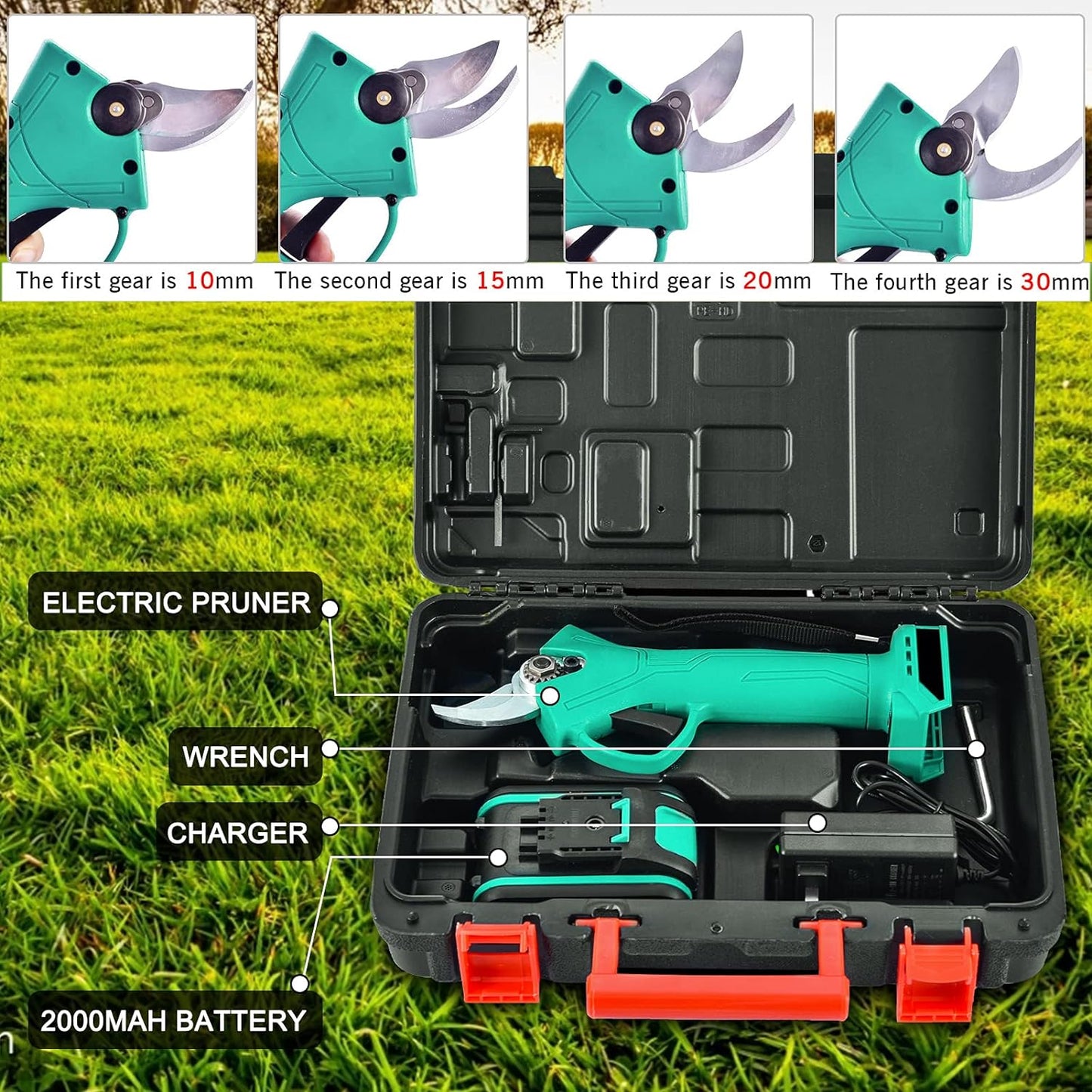 Foarfeca electrica pentru vita de vie si crengi, 2 acumulatori 48V, 5Ah