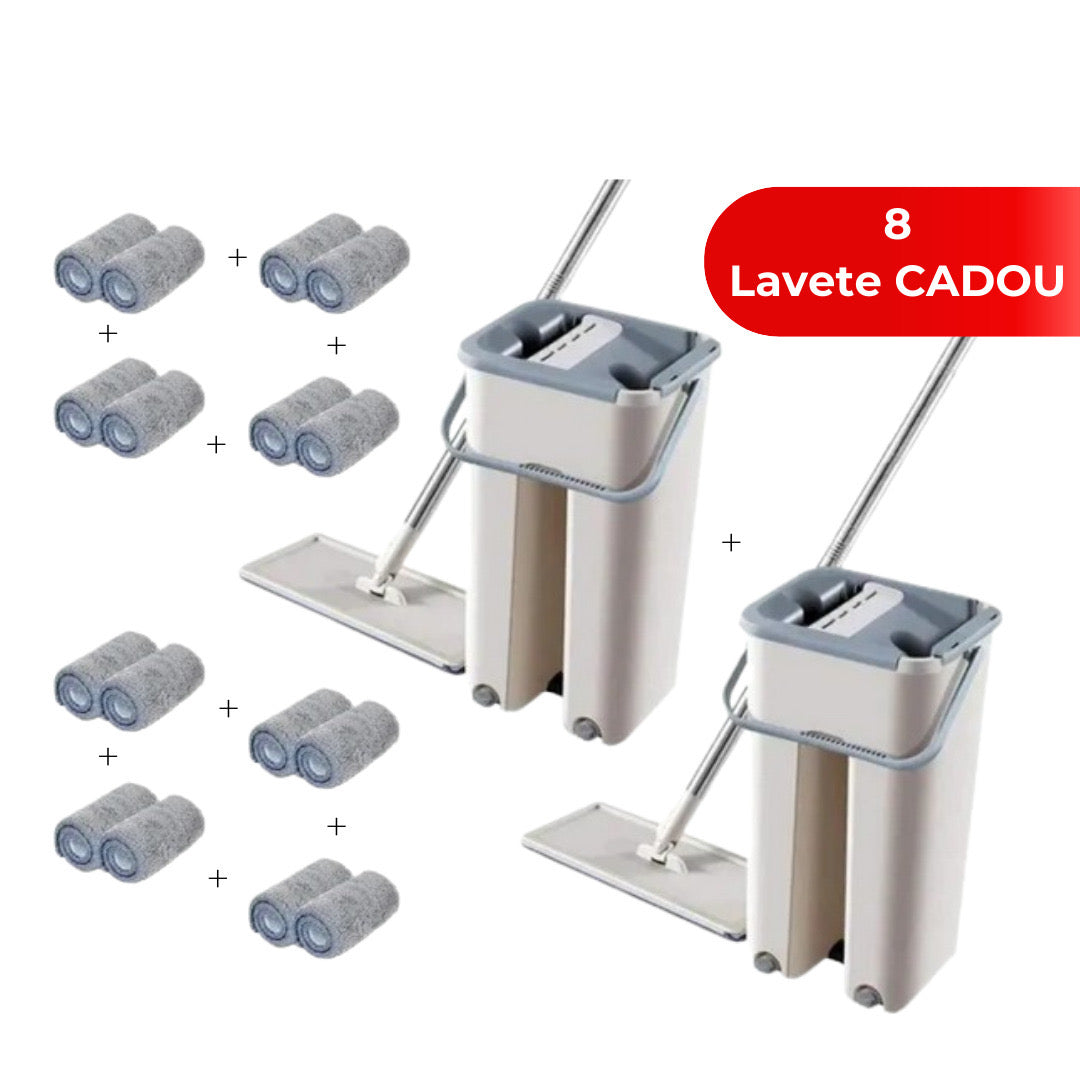 Pachet promo: 2x Mop profesional cu doua cuve de spalare si uscare + 8 rezerve cadou