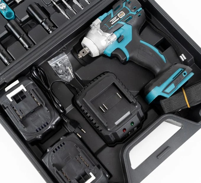 Pistol electric de Impact- Masina de Insurubat DEMAHO, 550Nm, 43 de Accesorii, 2 Acumulatori 98VF si Valiza