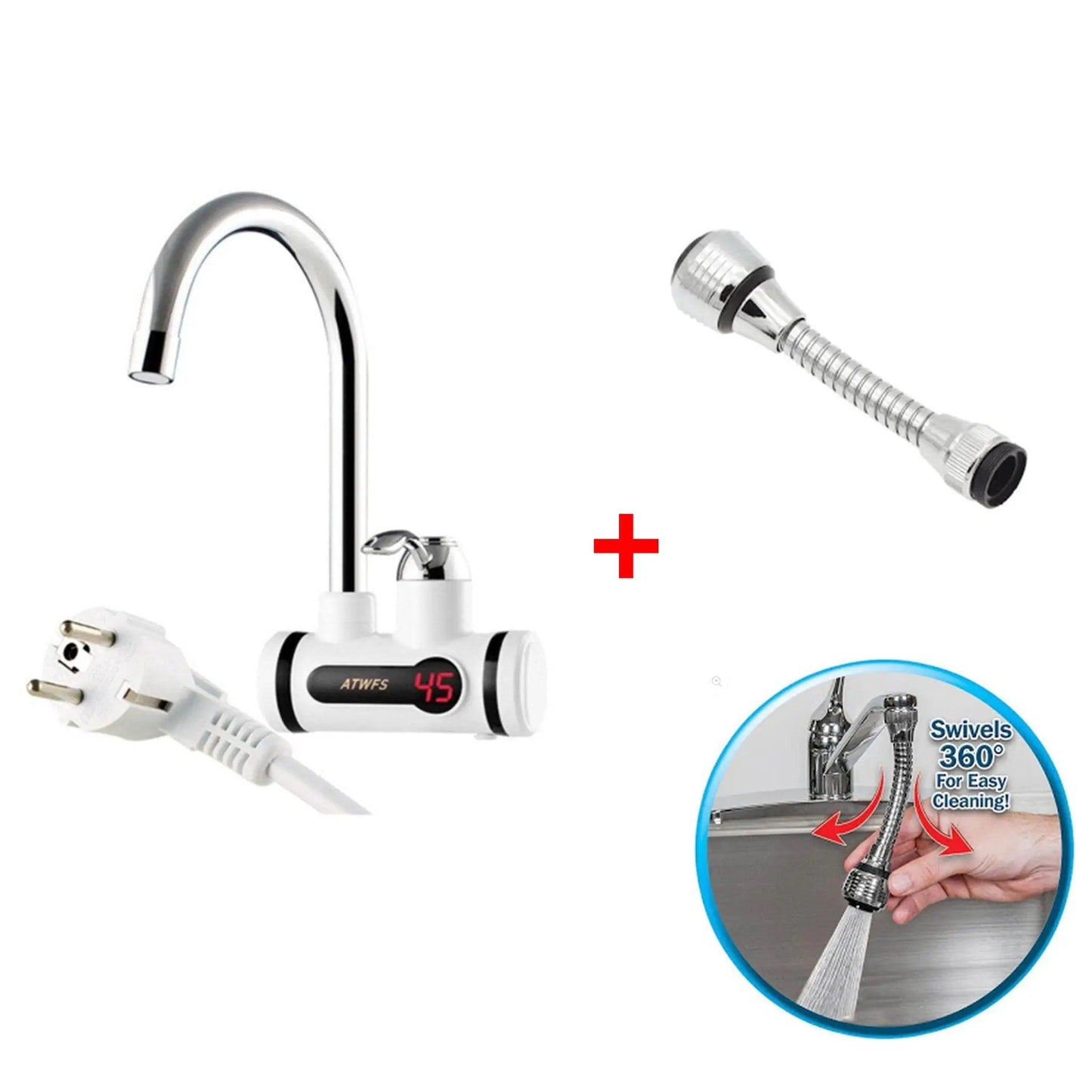 Set Robinet Electric cu Afisaj LCD + 1 x Prelungitor Universal Turboflex - eSeller.ro - Inovăm pentru confortul tău