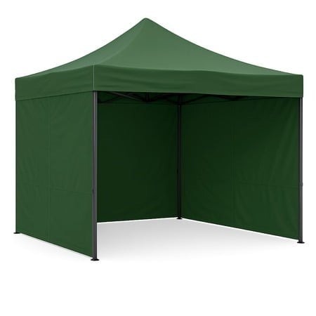 Cort Pavilion 3x3m Verde/Albastru/Rosu/Alb Complet cu 3 Pereti Laterali si Acoperis, Cadru Pliabil pentru Curte, Gradina sau Evenimente