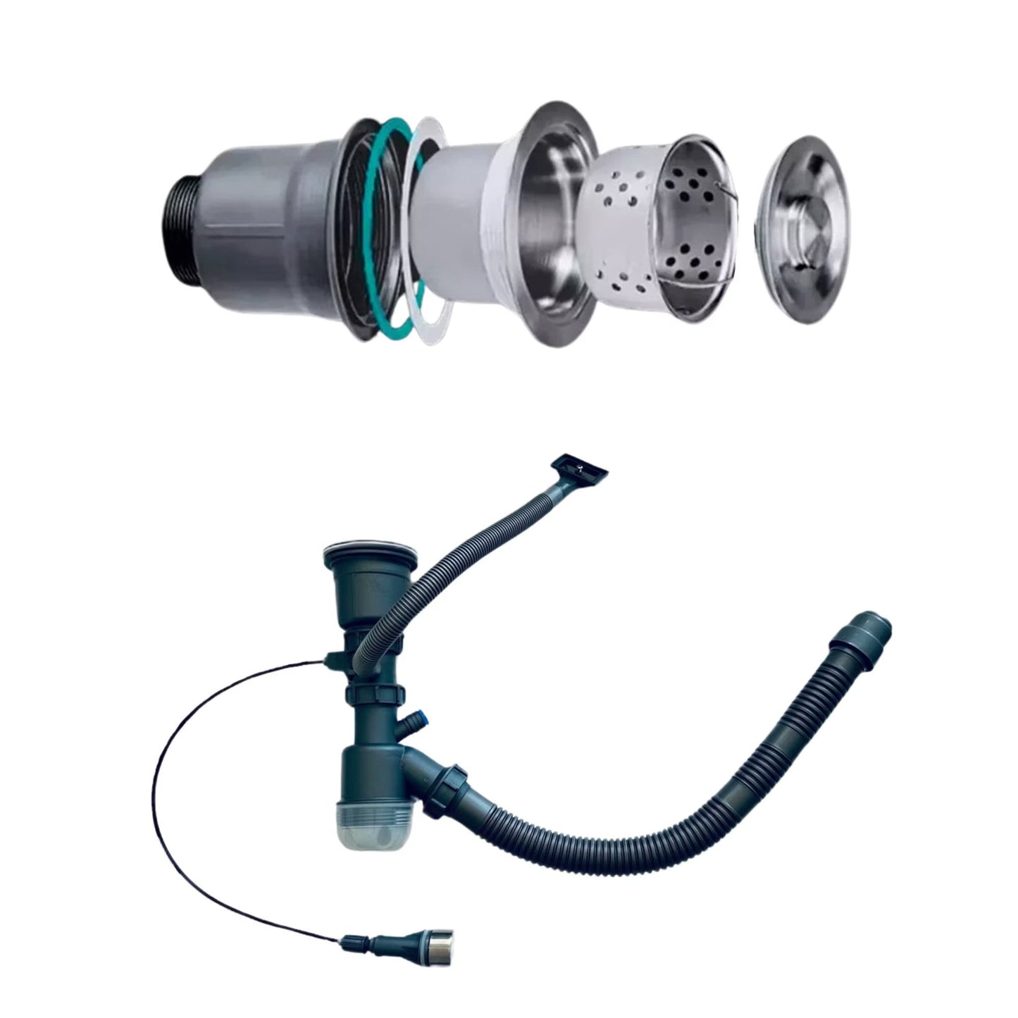 Chiuveta multifunctionala cu 2 cascade cu accesorii incluse, afisaj digital a temperaturii si robinet cascada, culoare negru grafit, dimensiune 750x460mm