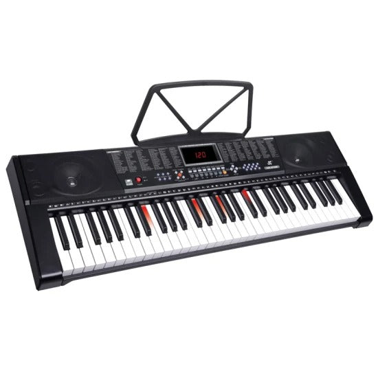 Orga electronica MK-2108 61 clape, 255 ritmuri, 255 timbre, 50 melodii demonstrative, 5 octave, clape luminate led, functii invatare 3 lectii, functii inregistrare si redare, usb, mp3, afisaj lcd, suport part