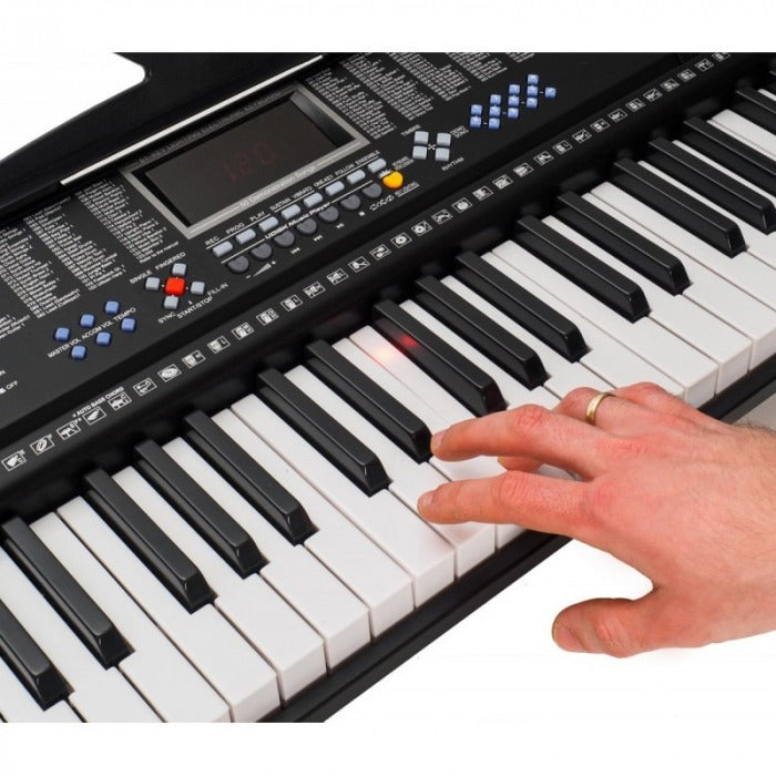 Orga electronica MK-2108 61 clape, 255 ritmuri, 255 timbre, 50 melodii demonstrative, 5 octave, clape luminate led, functii invatare 3 lectii, functii inregistrare si redare, usb, mp3, afisaj lcd, suport part