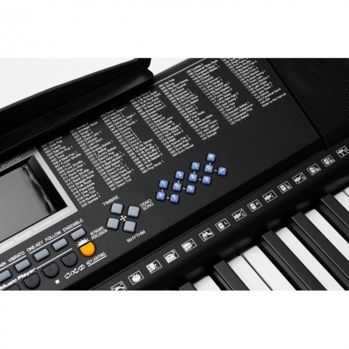 Orga electronica MK-2108 61 clape, 255 ritmuri, 255 timbre, 50 melodii demonstrative, 5 octave, clape luminate led, functii invatare 3 lectii, functii inregistrare si redare, usb, mp3, afisaj lcd, suport part
