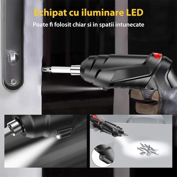 Surubelnita Electrica DEMAHO, fara Fir - 6 Nm Cuplu, Li-Ion 1800mAh, Maner Ajustabil, Set Complet de Accesorii
