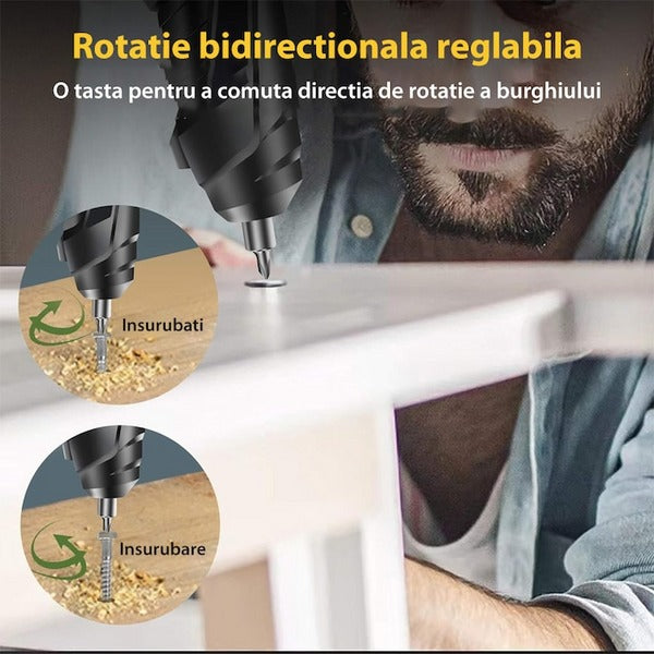 Surubelnita Electrica DEMAHO, fara Fir - 6 Nm Cuplu, Li-Ion 1800mAh, Maner Ajustabil, Set Complet de Accesorii