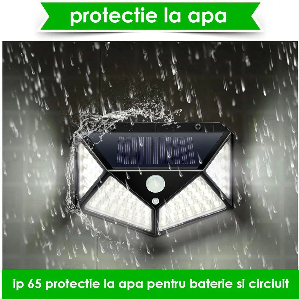 Set x4 Lampi solare LED cu 4 cadrane 100 leduri senzor de miscare si lumina unghi larg 270 gr - eSeller.ro - Inovăm pentru confortul tău