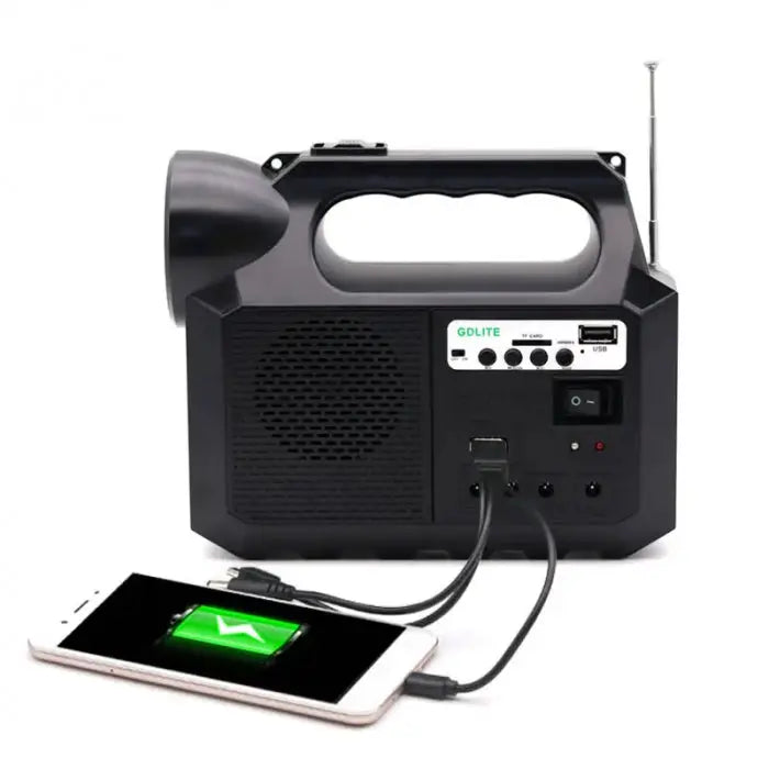Kit Solar Portabil GDLite GD-8017M, Panou solar, USB, Bluetooth, Radio FM, MP3, Lanterna LED, 3 Becuri Incluse, Incarcare telefonica - eSeller.ro - Inovăm pentru confortul tău