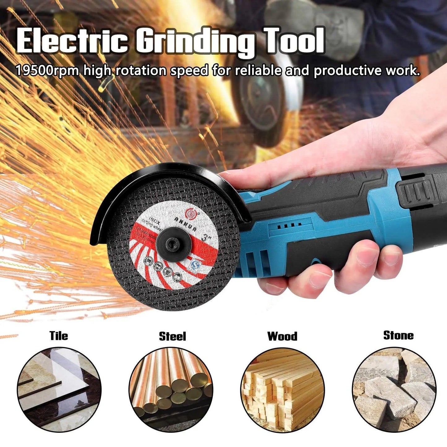 Mini Polizor Unghiular Flex Electric cu 2 acumulatori, Portabil, 12v, Disc 76MM - eSeller.ro - Inovăm pentru confortul tău