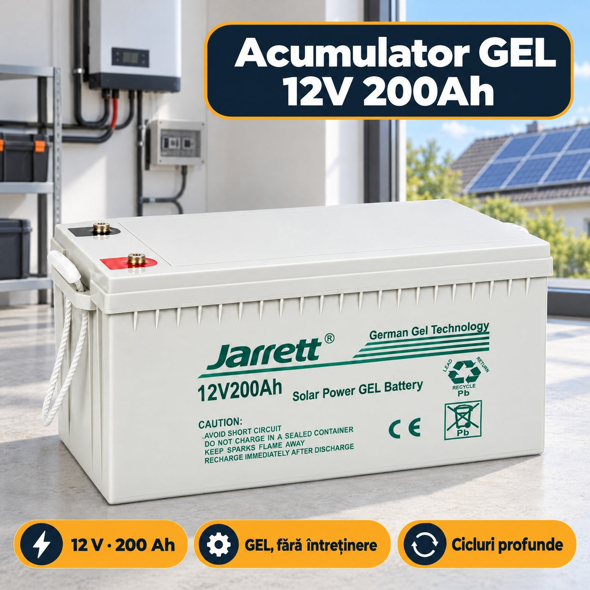 Acumulator Solar Gel Jarrett 12 V 200 Ah