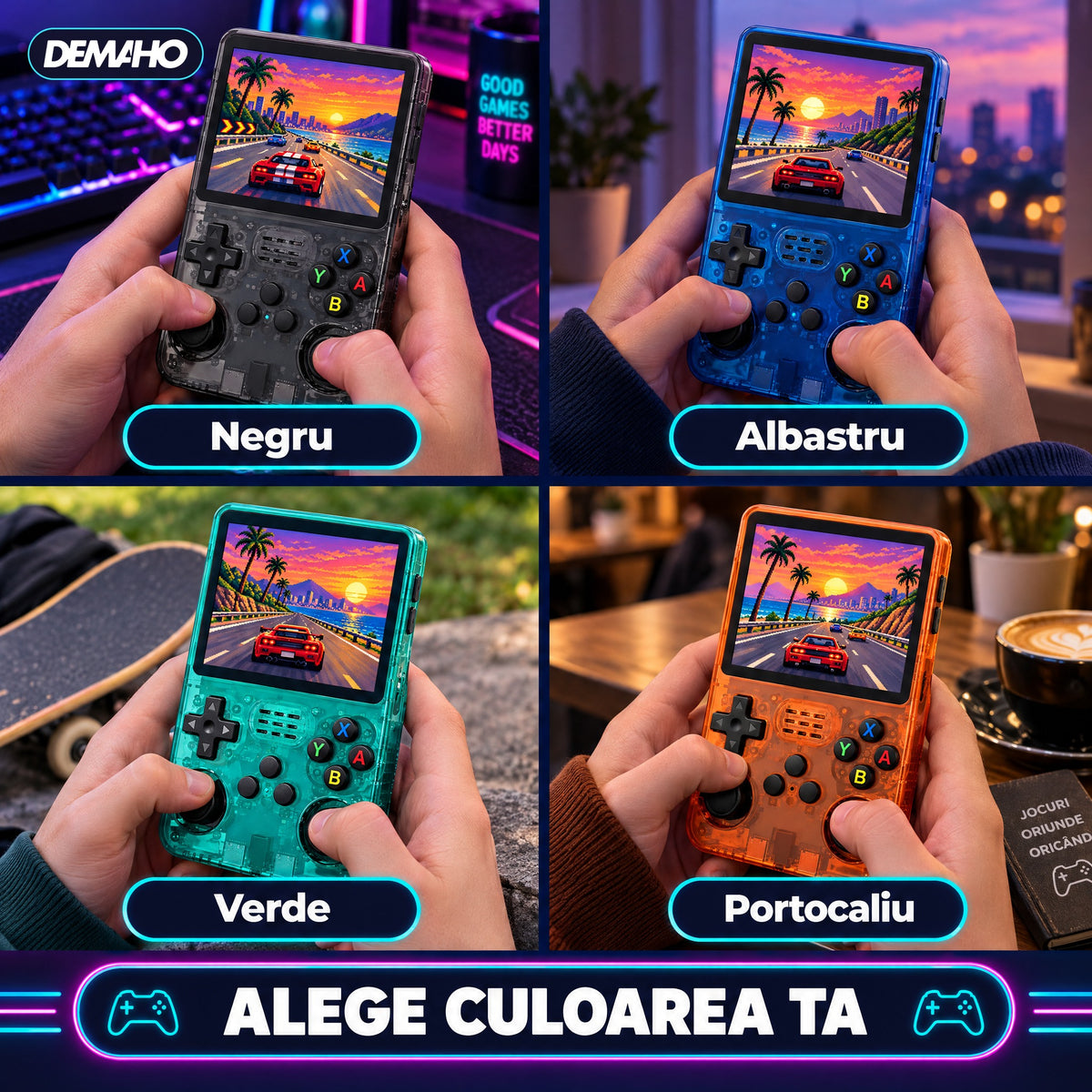 Consolă Retro Portabilă R36S, Peste 14.000 de Jocuri Incluse, 21 de Emulatoare, Ecran IPS 3,5", 2 Joystick-uri, Încărcar