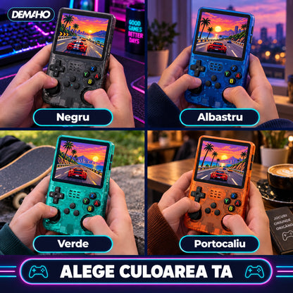 Consolă Retro Portabilă R36S, Peste 14.000 de Jocuri Incluse, 21 de Emulatoare, Ecran IPS 3,5", 2 Joystick-uri, Încărcar