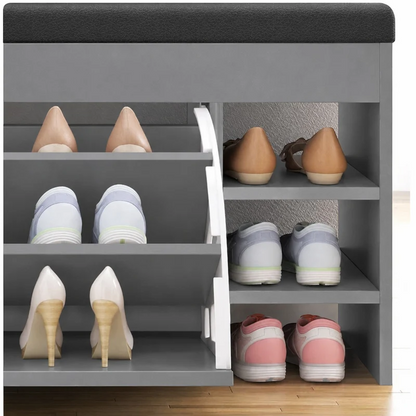 Dulap pentru pantofi tip bancheta Gri, 80 x 30 x 51 cm