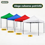 Cort Pavilion Pliabil 3 x 3 m DEMAHO, Cadru din Oțel tip Acordeon, Acoperiș Impermeabil, Montaj Rapid fără Unelte, pentr
