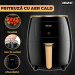 Friteuza cu aer cald fara ulei Air Fryer DEMAHO® , 100 hartii de copt cadou, tehnologie smart sensing, programe smart chef automate, afisaj digital, capacitate 6 L, tehnologie de eliminare a grasimii,