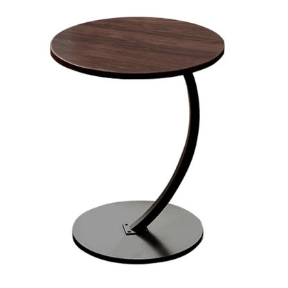 Masuta rotunda pentru Cafea, MDF cu Metal, Picior Curbat, 40×62.5 cm, Maro-Negru