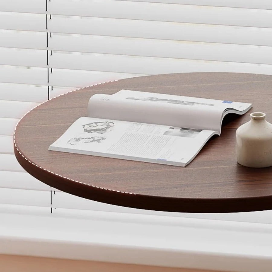 Masuta rotunda pentru Cafea, MDF cu Metal, Picior Curbat, 40×62.5 cm, Maro-Negru