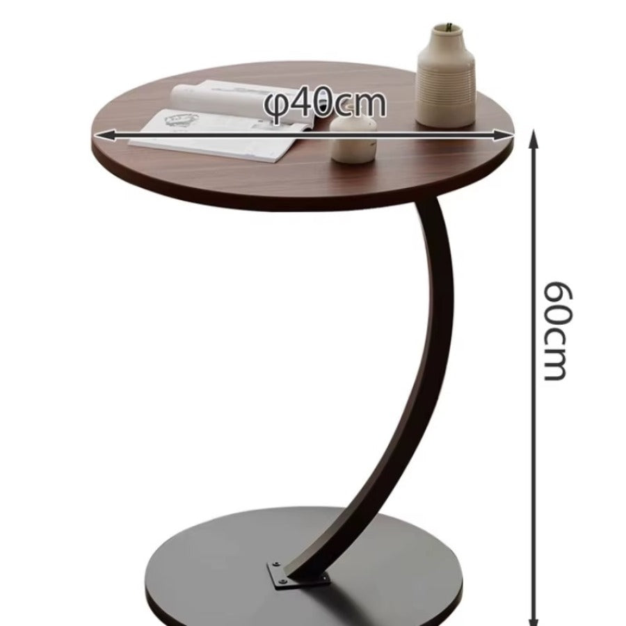 Masuta rotunda pentru Cafea, MDF cu Metal, Picior Curbat, 40×62.5 cm, Maro-Negru