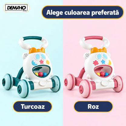 Premergător de Activități 3 în 1 DEMAHO, Lumini și Muzică, Mingi Colorate, Jucării Detașabile, Roți Antiderapante, Pliabil, 6-36 Luni