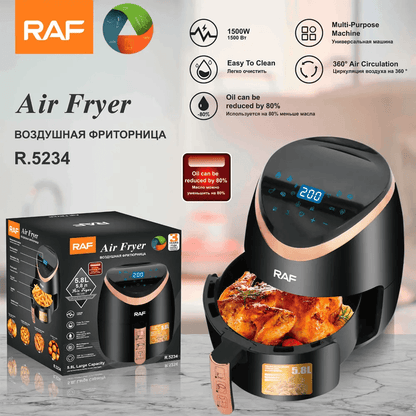 Air Fryer RAF 5234B - Friteuza cu Aer Cald, Fara Ulei, Capacitate 6L, 2400W, Negru - eSeller.ro - Inovăm pentru confortul tău