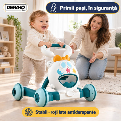 Premergător de Activități 3 în 1 DEMAHO, Lumini și Muzică, Mingi Colorate, Jucării Detașabile, Roți Antiderapante, Pliabil, 6-36 Luni