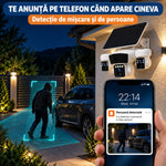 Camera de supraveghere solara 12MP 4G, Multi-lentile, Panou 20W, vedere nocturna, senzor miscare