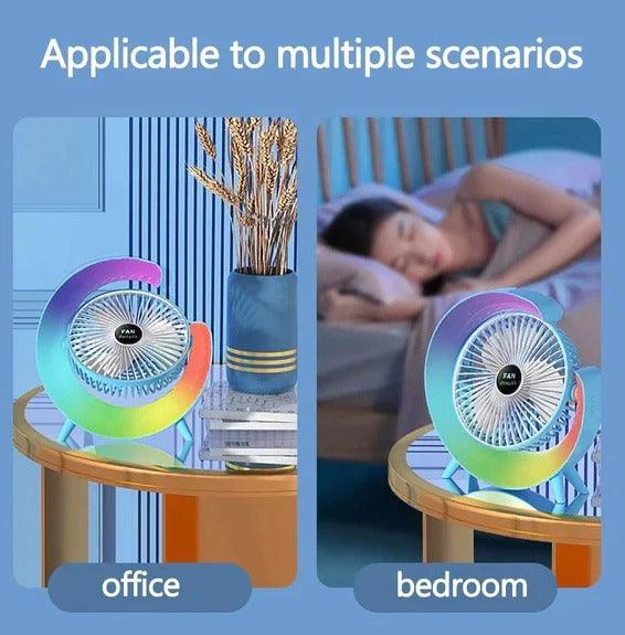 Ventilator multifunctional cu boxa, lumini ambientale, alimentare USB - eSeller.ro - Inovăm pentru confortul tău