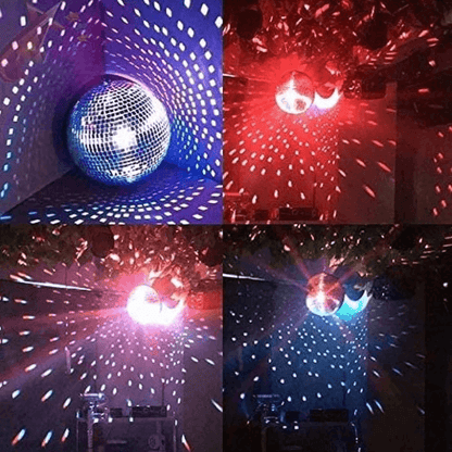 Glob Disco cu Aplicatii Oglinda, Diametru 40 cm, Reflectorizant, Cu Motoras, Sistem Agatare, Forma Sferica, Argintiu - eSeller.ro - Inovăm pentru confortul tău