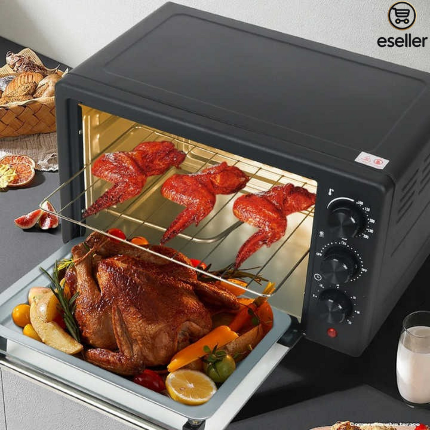 Cuptor Electric de Bucatarie 2600W – Leihmann 48L, Tava de Copt, Gratar si Functie de Rotisor