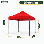 Cort Pavilion Pliabil 3 x 3 m DEMAHO, Cadru din Oțel tip Acordeon, Acoperiș Impermeabil, Montaj Rapid fără Unelte, pentr