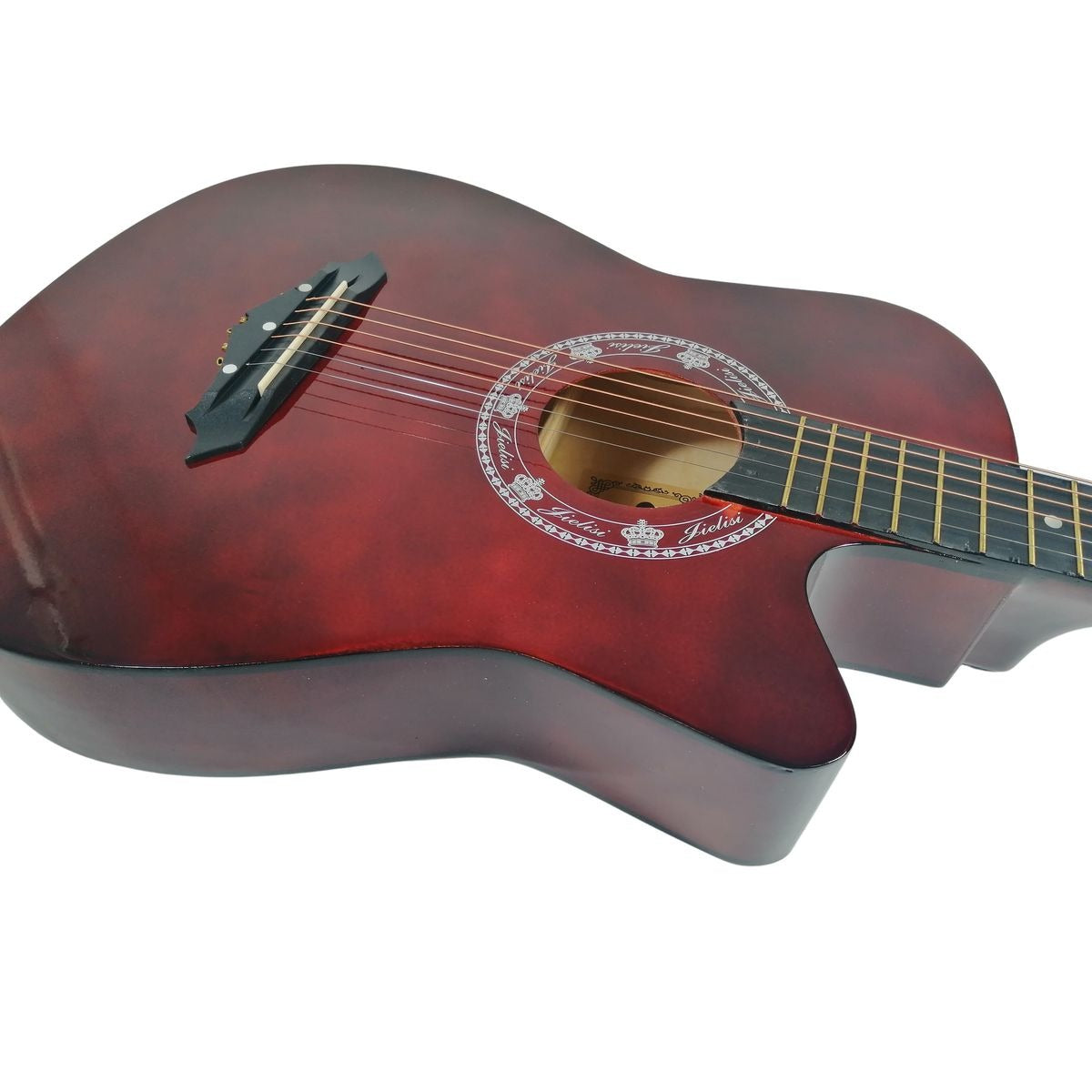 Chitară Acustică 4/4, Visinie, 6 Corzi Metalice, 20 Taste, Ideală pentru Începători