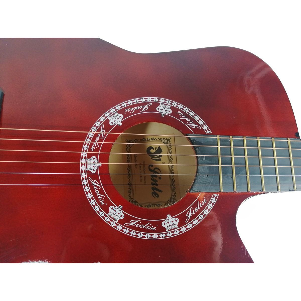 Chitară Acustică 4/4, Visinie, 6 Corzi Metalice, 20 Taste, Ideală pentru Începători