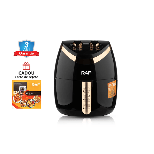 Friteuza cu aer cald AirFryer, RAF 5232 Negru, capacitate 5.8L si programe prestabilite , control mecanic - eSeller.ro - Inovăm pentru confortul tău