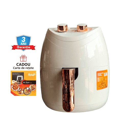 Friteuza cu aer cald AirFryer, RAF 5232 Alb, capacitate 5.8L si programe prestabilite , control mecanic, carte de retete cadou - eSeller.ro - Inovăm pentru confortul tău