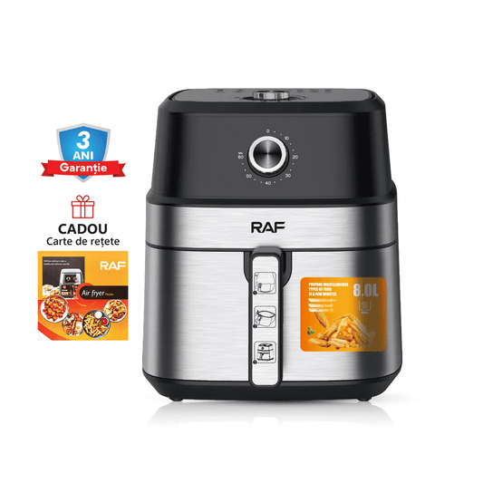 Air Fryer RAF-5319 - friteuza cu aer cald, fara ulei, capacitate 6.5L, 1800w, negru + CADOU CARTE DE RETETE - eSeller.ro - Inovăm pentru confortul tău