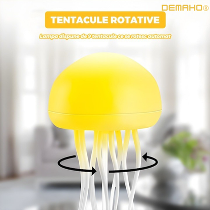 Lampa LED Meduza DEMAHO®, smart, lampa de veghe cu control vocal/buton, iluminare LED multicolor, 2 moduri de montare, pe suport/atarnat, alimentare USB, cablu inclus, alb