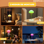 Lampa LED Meduza DEMAHO®, smart, lampa de veghe cu control vocal/buton, iluminare LED multicolor, 2 moduri de montare, pe suport/atarnat, alimentare USB, cablu inclus, alb