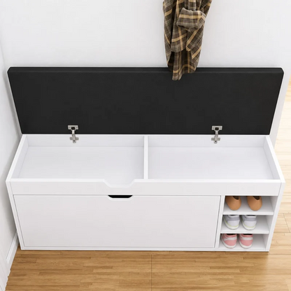Dulap pentru pantofi tip bancheta Alb, 6 rafturi, 100x34x50 cm