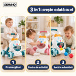 Premergător de Activități 3 în 1 DEMAHO, Lumini și Muzică, Mingi Colorate, Jucării Detașabile, Roți Antiderapante, Pliabil, 6-36 Luni