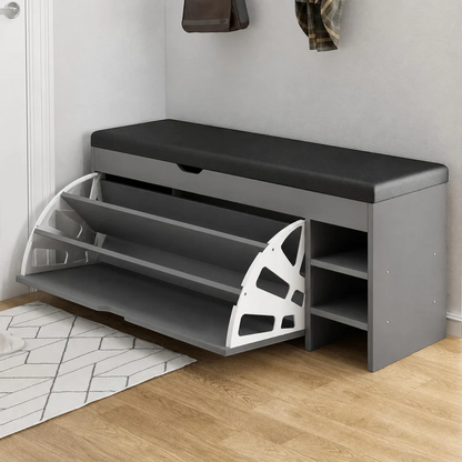 Dulap pentru pantofi tip bancheta Gri, 80 x 30 x 51 cm