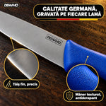 Set Cuțite Profesionale de Măcelărie DEMAHO, 8 Piese, Oțel Inoxidabil, Satâr și Masat Incluse, Mâner Antiderapant, Cutie Cadou