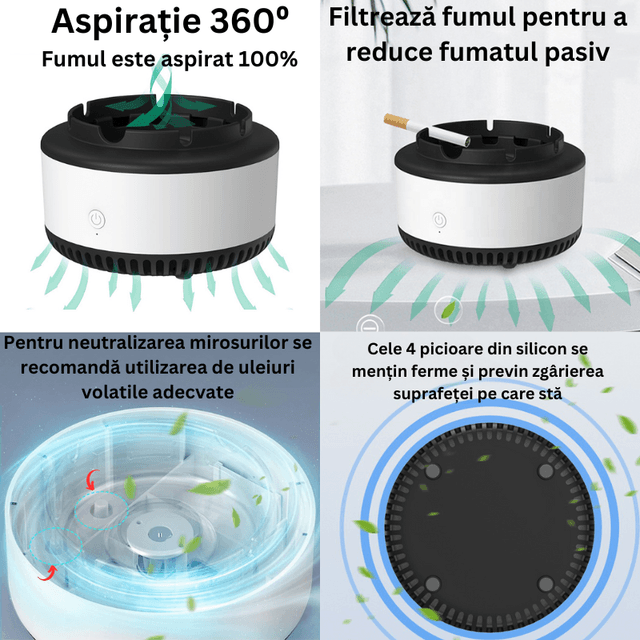 Scrumiera Smart cu Purificare - Functie de Absorbtie a fumului - eSeller.ro - Inovăm pentru confortul tău