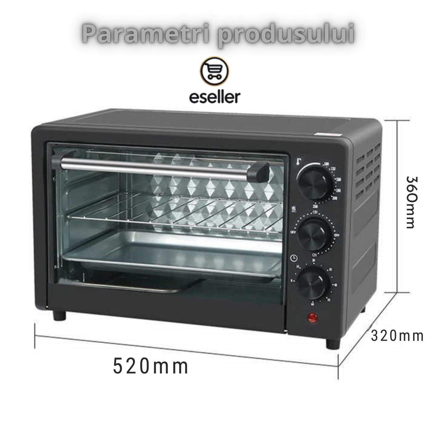 Cuptor Electric de Bucatarie 2600W – Leihmann 48L, Tava de Copt, Gratar si Functie de Rotisor