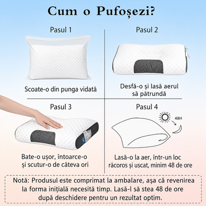 Set 2 Perne Ergonomice pentru Masajul Gâtului, Cuplu – Suport Cervical Reglabil, Husă Detașabilă Lavabilă, 40x65cm – 1+1 GRATIS