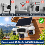 Camera de supraveghere solara 12MP 4G, Multi-lentile, Panou 20W, vedere nocturna, senzor miscare