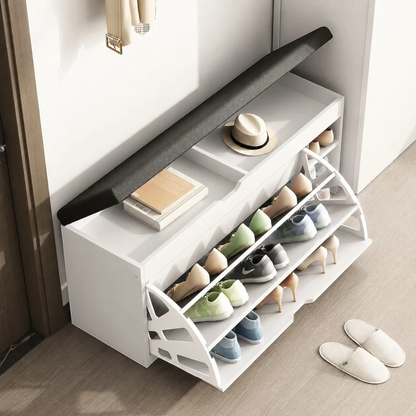 Dulap pentru pantofi tip bancheta Alb, 80 x 30 x 51 cm
