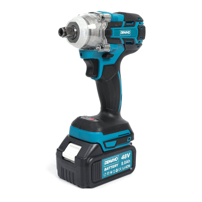 Trusa cheie de impact si insurubat DEMAHO 380Nm | 43 Accesorii Incluse | 2 Acumulatori 48V Li-Ion | Valiza