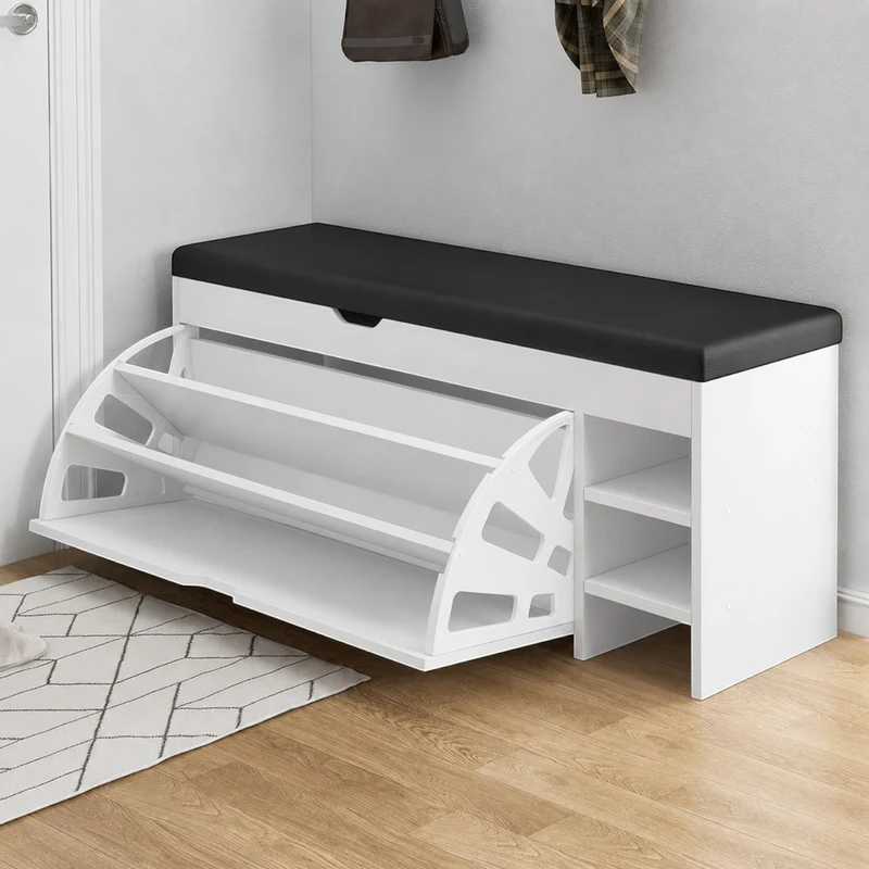 Dulap pentru pantofi tip bancheta Alb, 80 x 30 x 51 cm